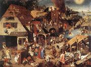 BRUEGHEL, Pieter the Younger Proverbs fd oil on canvas
